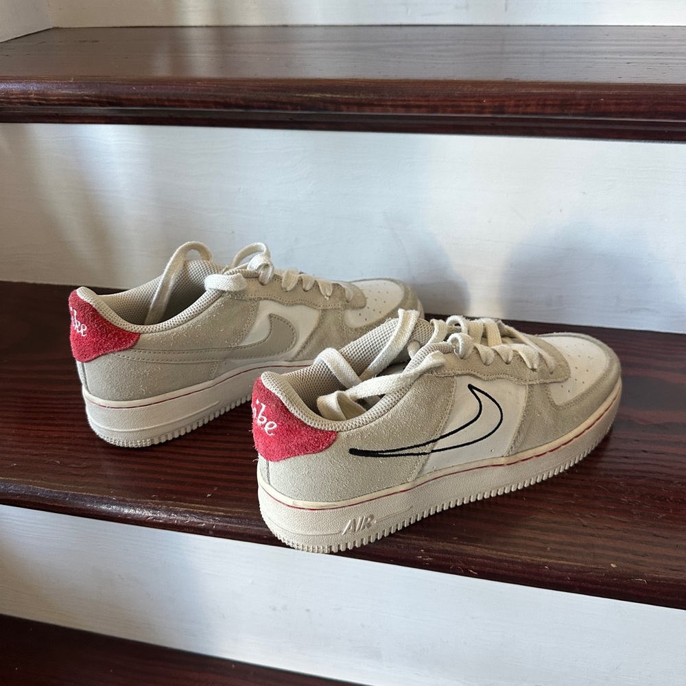 Nike Cream and Red Air Sneakers